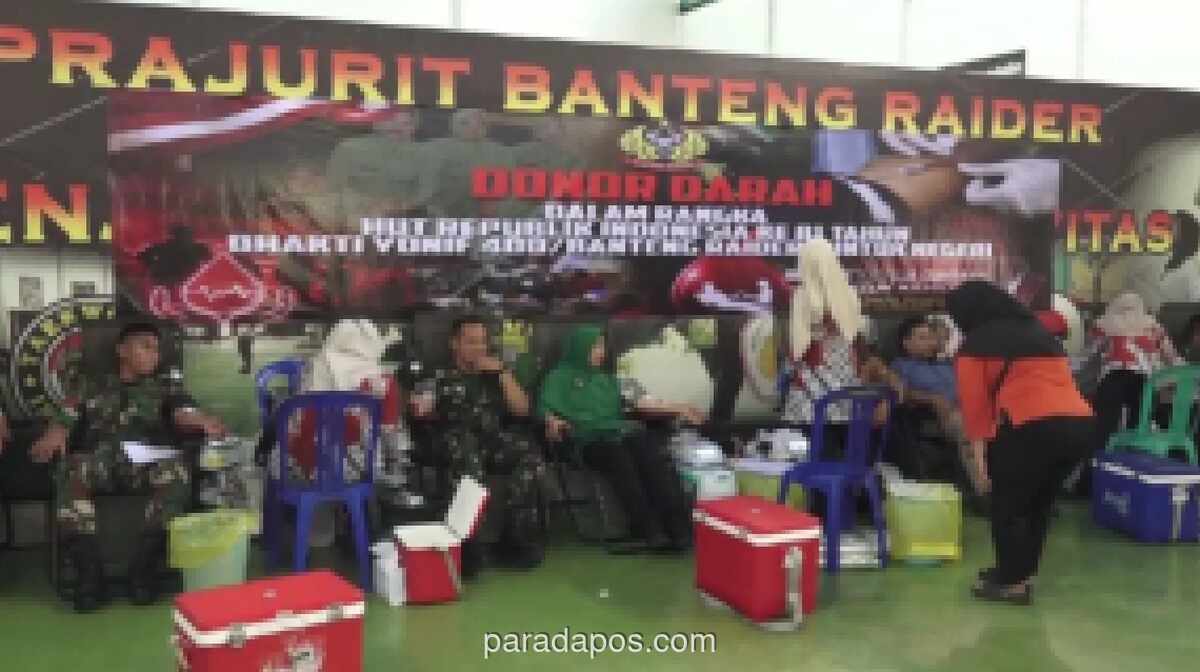 Peringati HUT ke-81 RI, Prajurit Yonif 400 Banteng Raiders dan Warga Kompak Donor Darah Kumpulkan 250 Kantong